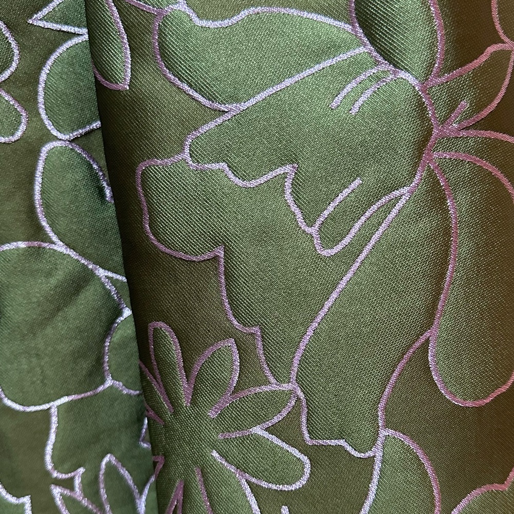 Kay Unger Jada Jacquard Halter Neck Gown Dress Green w/ Pink Embroidery Size  8 - Picture 7 of 13